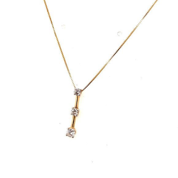 3 Diamond Journey Pendant 14K Yellow Gold Necklace (0.33CTW) - Picture 2 of 3
